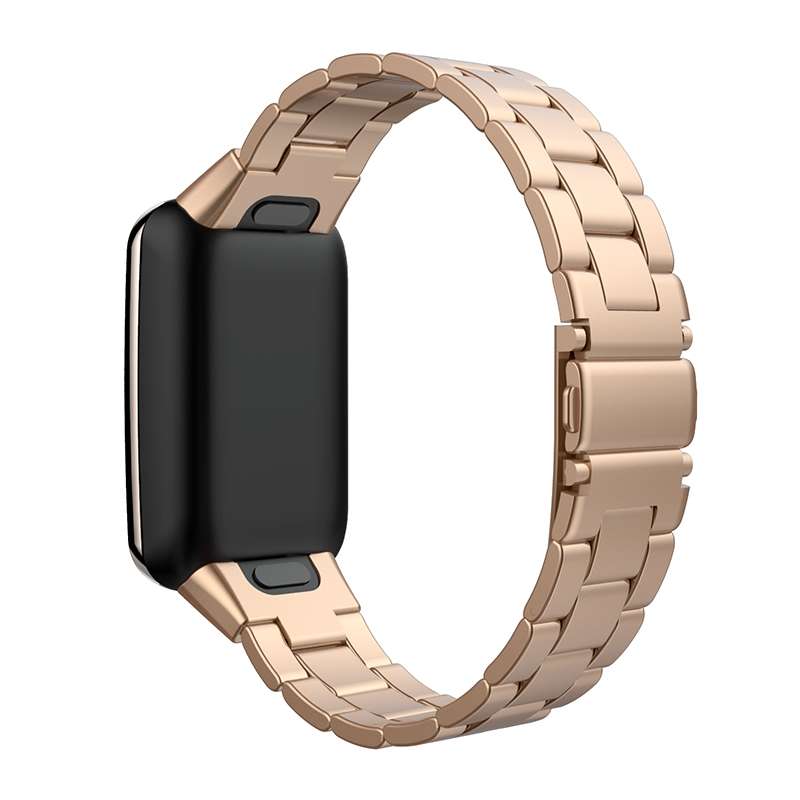 For Xiaomi Mi Band 7 Pro Three-bead Flat Buckle Stainless Steel Watch Band(Black)