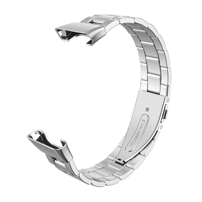For Xiaomi Mi Band 7 Pro Three-bead Flat Buckle Stainless Steel Watch Band(Black)