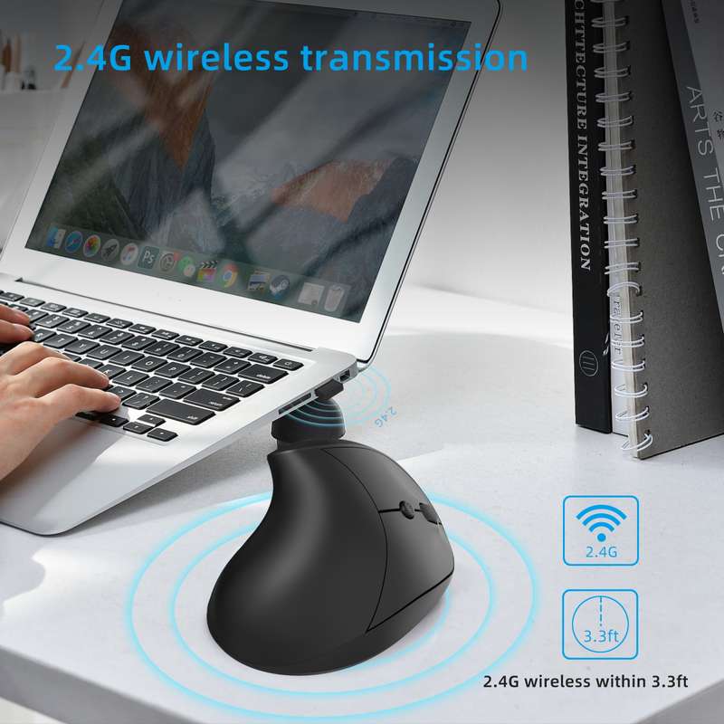 X10 2.4G Wireless Rechargeable Vertical Ergonomic Gaming Mouse(Black)