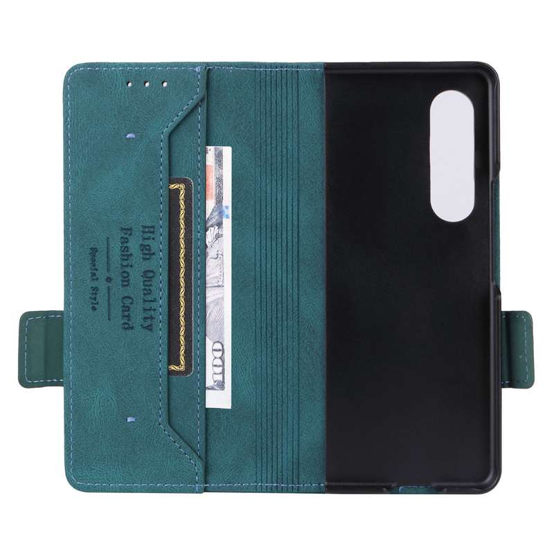 For Samsung Galaxy Z Fold4 Magnetic Clasp Flip Leather Phone Case(Purple)