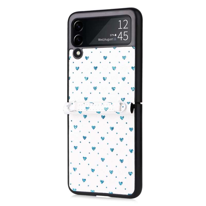 For Samsung Galaxy Z Flip3 5G Colorful Love Lanyard Phone Case(Green)