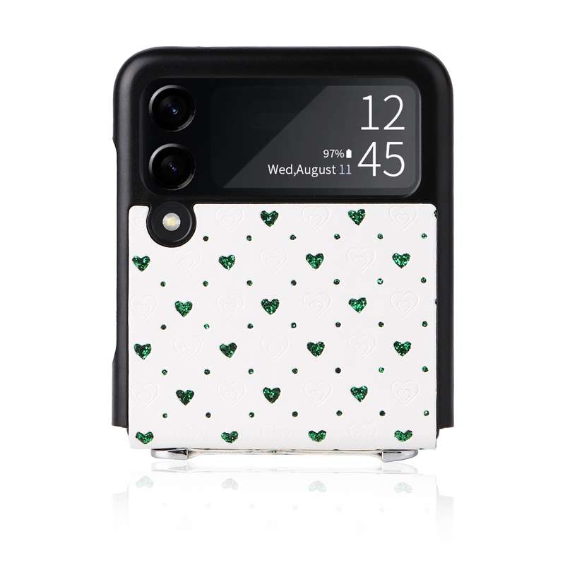 For Samsung Galaxy Z Flip3 5G Colorful Love Lanyard Phone Case(Green)