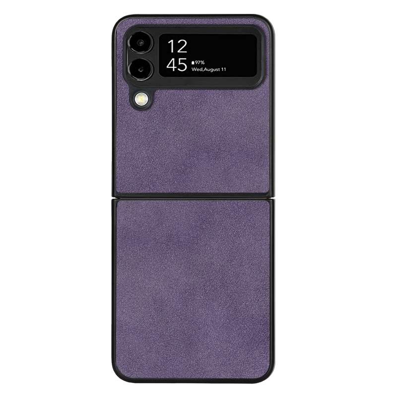 For Samsung Galaxy Z Flip4 Lambskin Texture Leather Folded Phone Case(Black)