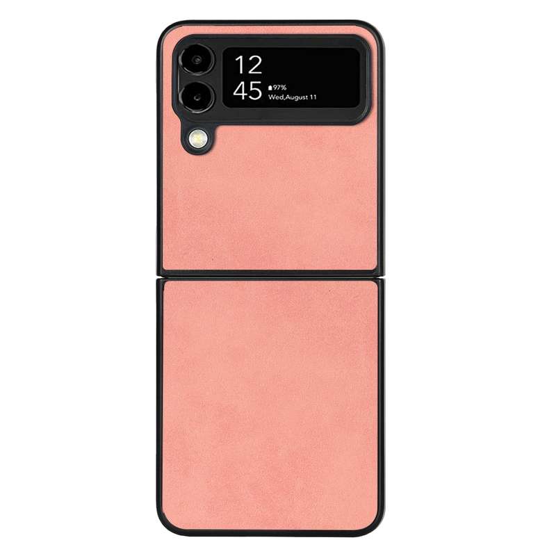 For Samsung Galaxy Z Flip4 Lambskin Texture Leather Folded Phone Case(Black)