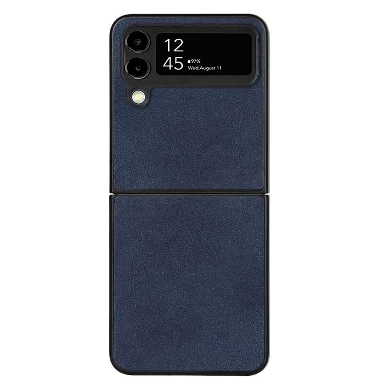 For Samsung Galaxy Z Flip4 Lambskin Texture Leather Folded Phone Case(Black)