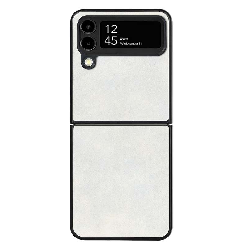 For Samsung Galaxy Z Flip4 Lambskin Texture Leather Folded Phone Case(Black)
