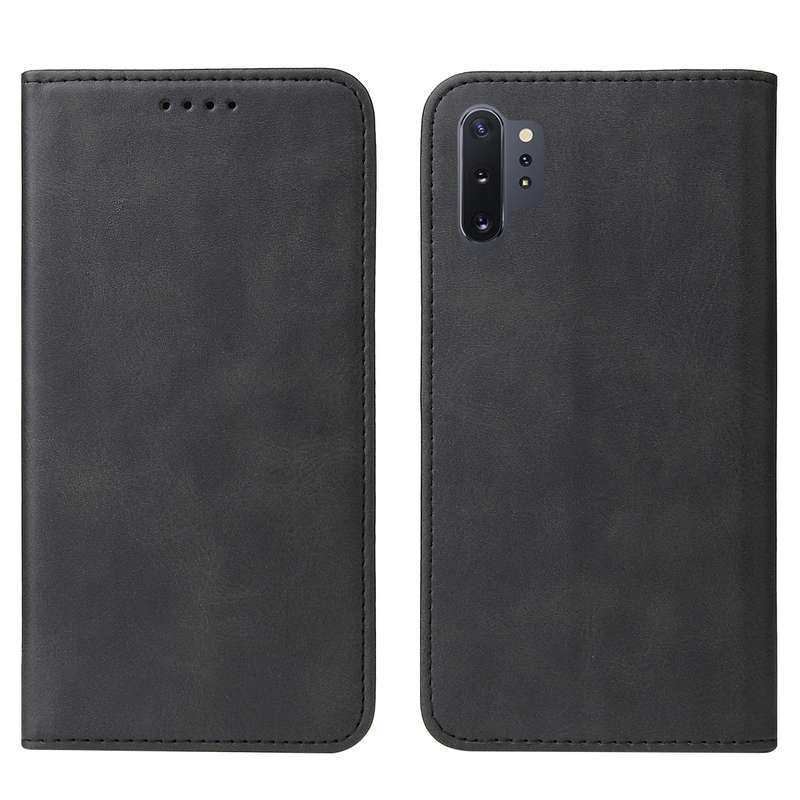For Samsung Galaxy Note10+ Magnetic Closure Leather Phone Case(Black)