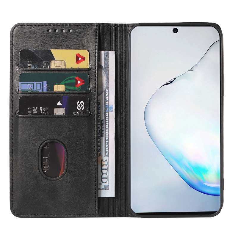 For Samsung Galaxy Note10+ Magnetic Closure Leather Phone Case(Black)