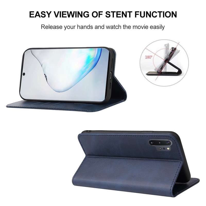 For Samsung Galaxy Note10+ Magnetic Closure Leather Phone Case(Black)