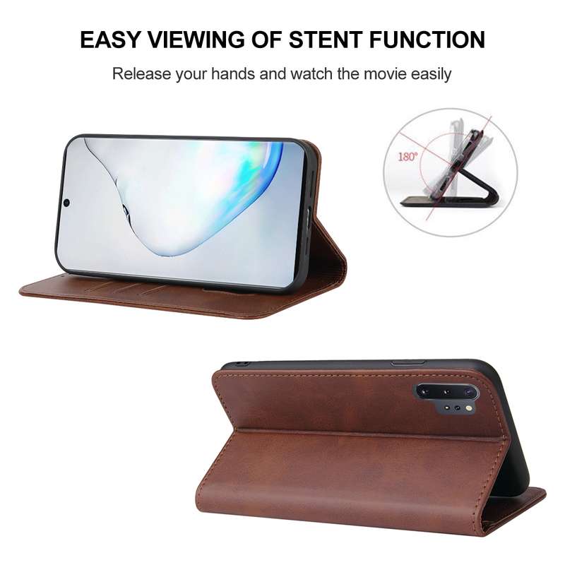 For Samsung Galaxy Note10+ Magnetic Closure Leather Phone Case(Black)