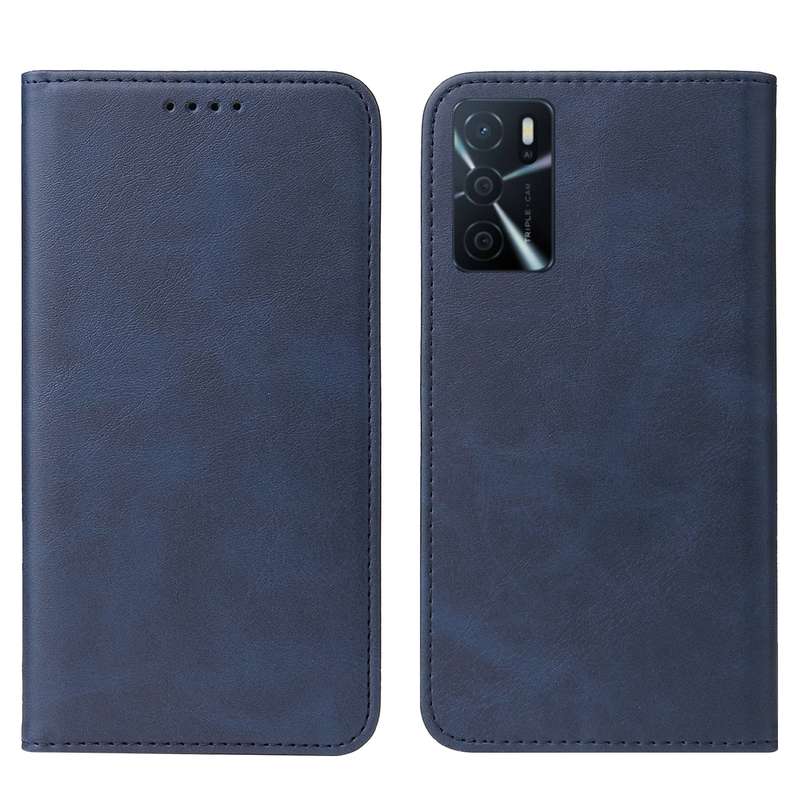 For OPPO A74 5G Magnetic Closure Leather Phone Case(Blue)