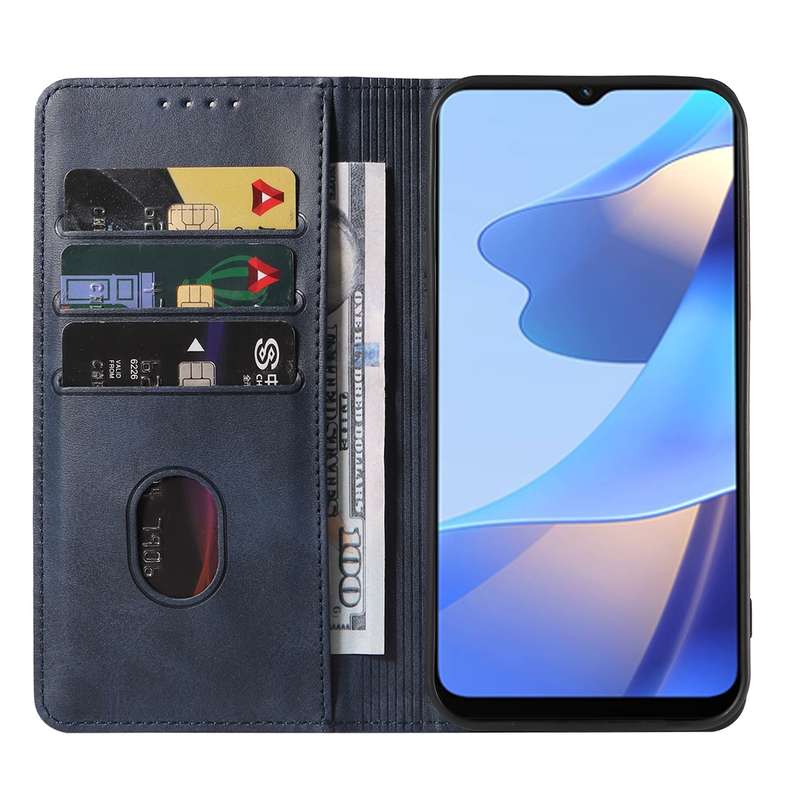 For OPPO A74 5G Magnetic Closure Leather Phone Case(Blue)