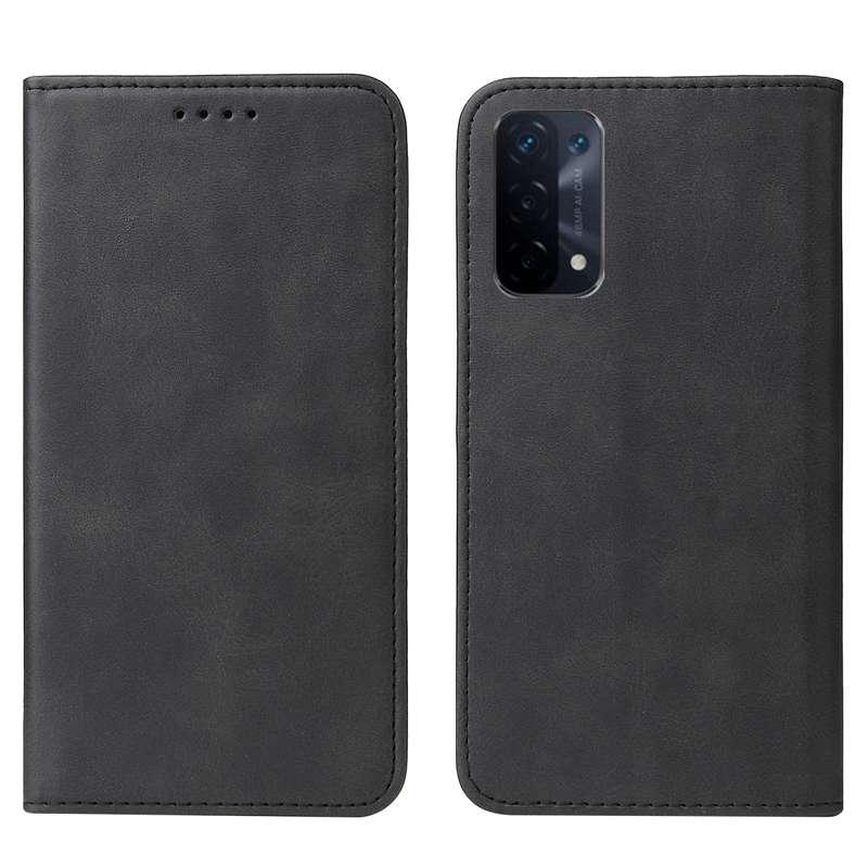 For OPPO A74 5G Magnetic Closure Leather Phone Case(Blue)