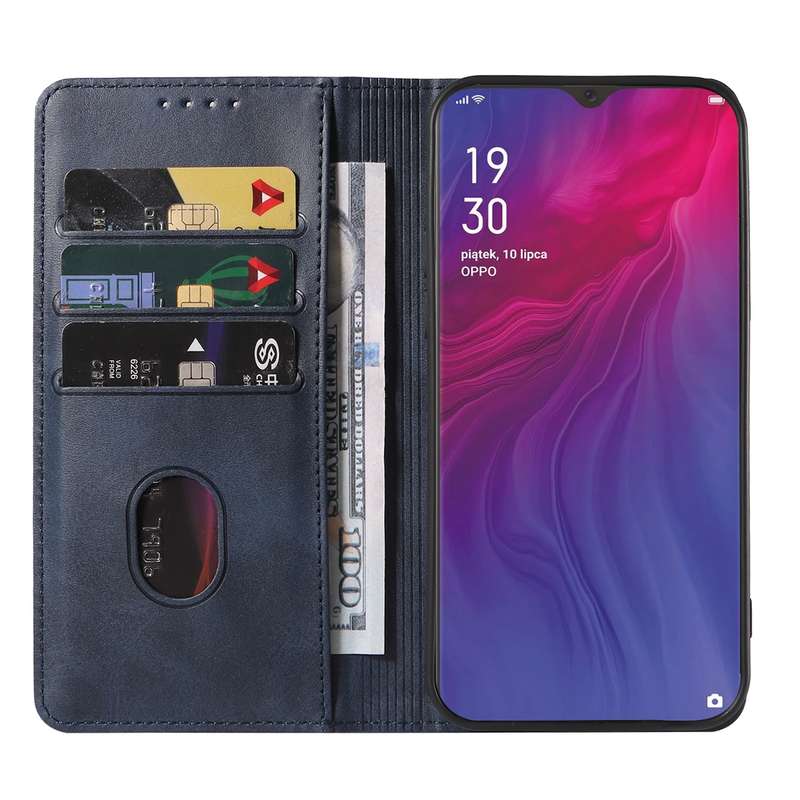 For OPPO Reno Z Magnetic Closure Leather Phone Case(Blue)