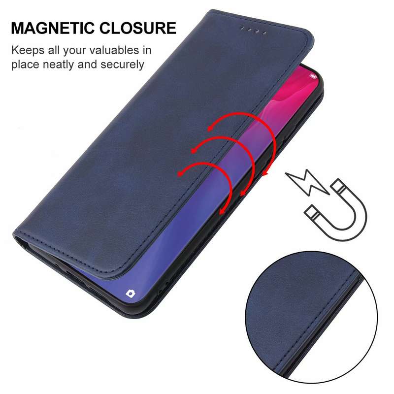 For OPPO Reno Z Magnetic Closure Leather Phone Case(Blue)