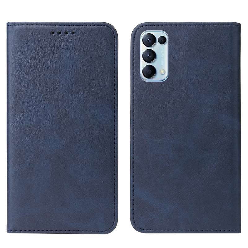For OPPO Reno5 5G Magnetic Closure Leather Phone Case(Blue)