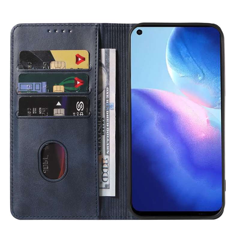 For OPPO Reno5 5G Magnetic Closure Leather Phone Case(Blue)