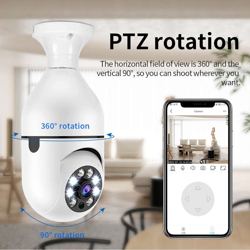 A6 2MP HD Light Bulb WiFi Camera Support Motion Detection/Two-way Audio/Night Vision/TF Card With 8G