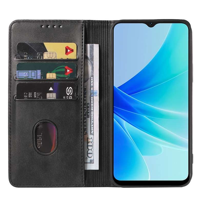 For OPPO A57 4G Magnetic Closure Leather Phone Case(Brown)
