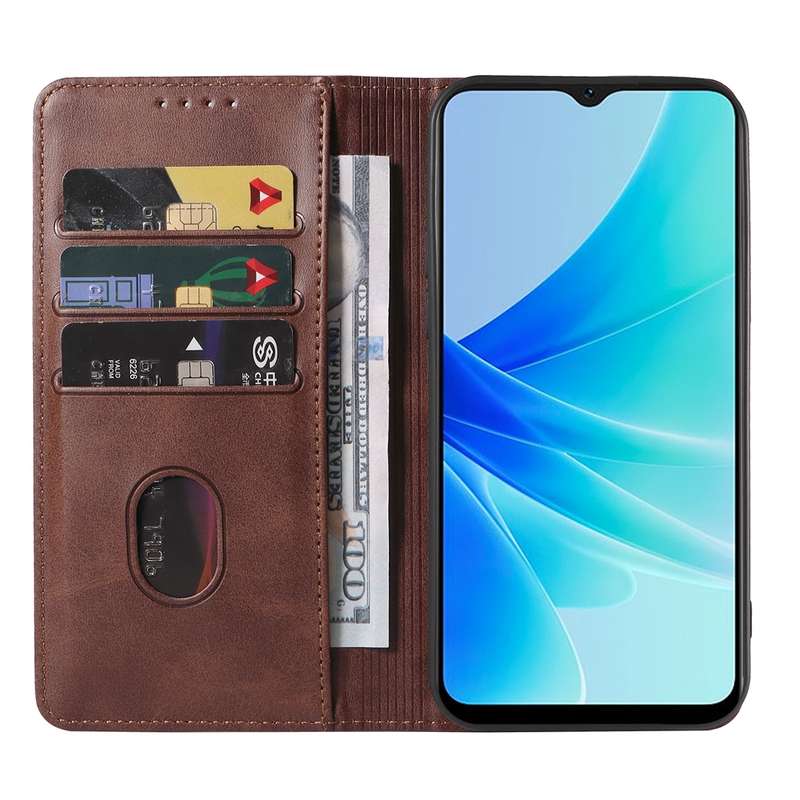 For OPPO A57 4G Magnetic Closure Leather Phone Case(Brown)