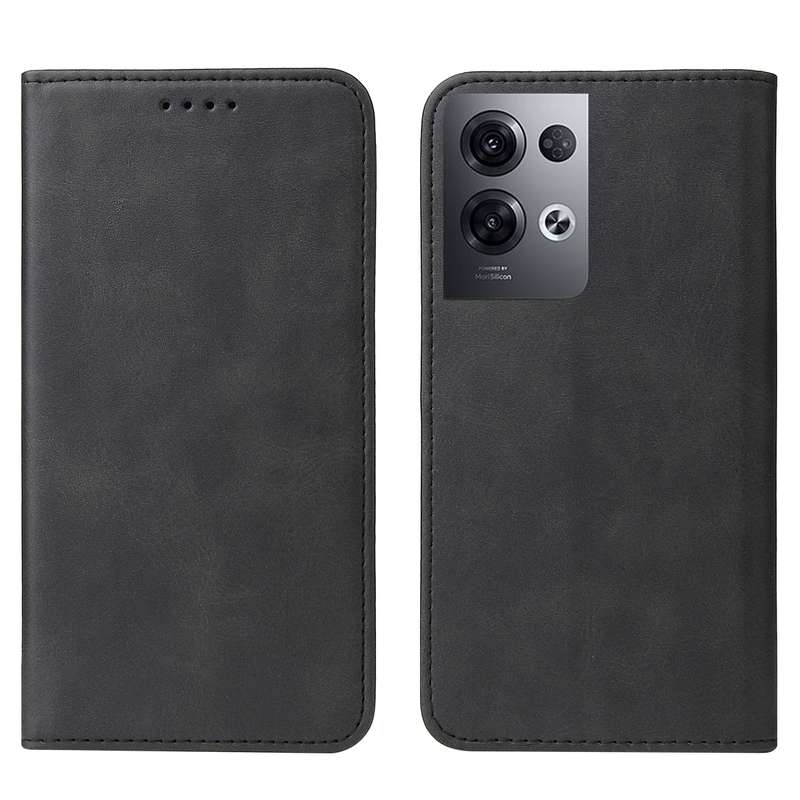 For OPPO Reno8 Pro Magnetic Closure Leather Phone Case(Black)