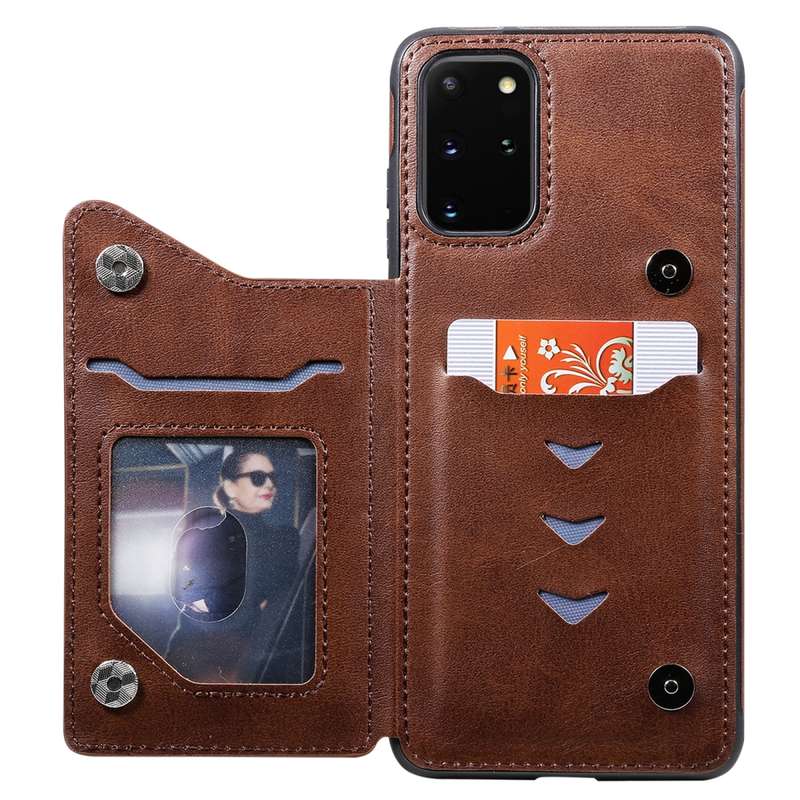 For Galaxy S20 Plus Calf Texture Horizontal Flip Leather Case with Holder & Card Slots & Frame(Coffe