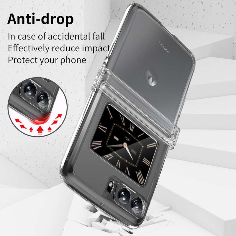 For Motorola Moto Razr 2022 Skin Feel Macaron Three-piece Set Hinge Phone Case(Transparent)