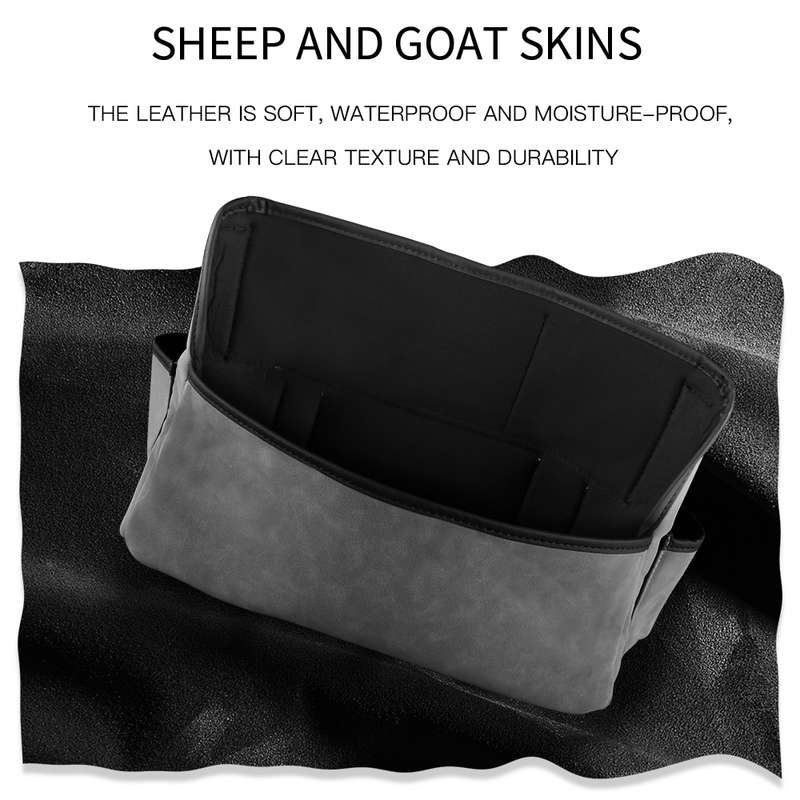 Car Center Console Hanging Bag Sheepskin Leather Storage Bag(Blue)