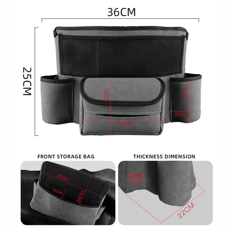 Car Center Console Hanging Bag Sheepskin Leather Storage Bag(Black)