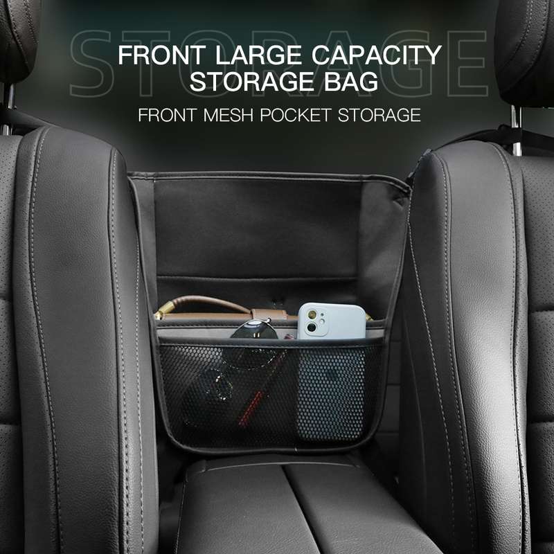 Car Center Console Hanging Bag Sheepskin Leather Storage Bag(Brown)