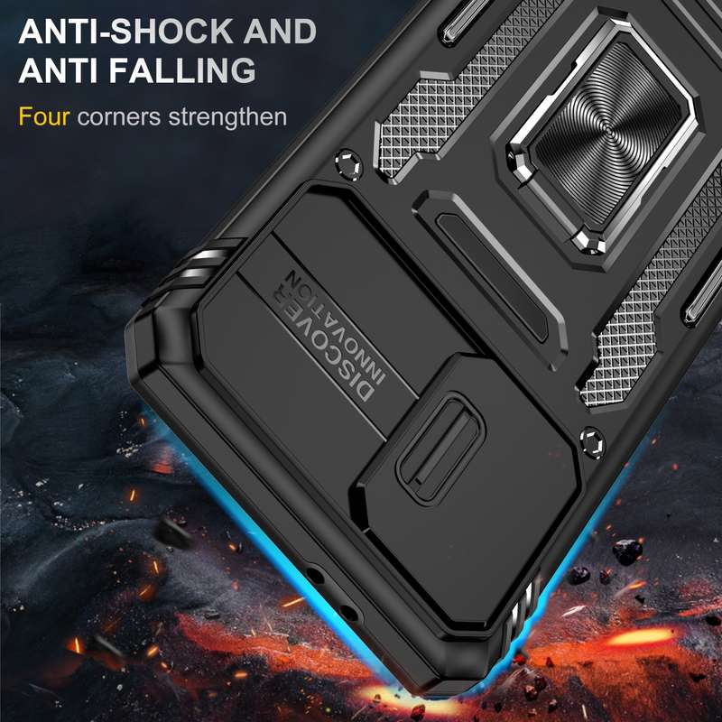 For Samsung Galaxy S22+ 5G Armor PC + TPU Camera Shield Phone Case(Black)