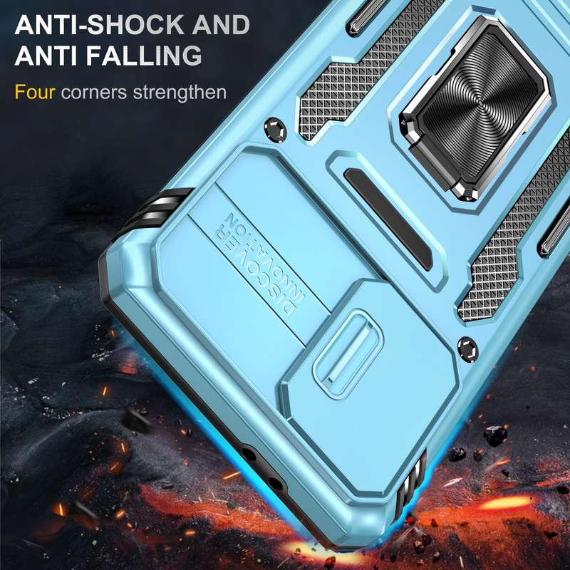 For Samsung Galaxy S22+ 5G Armor PC + TPU Camera Shield Phone Case(Black)