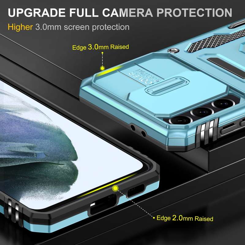 For Samsung Galaxy S22+ 5G Armor PC + TPU Camera Shield Phone Case(Black)