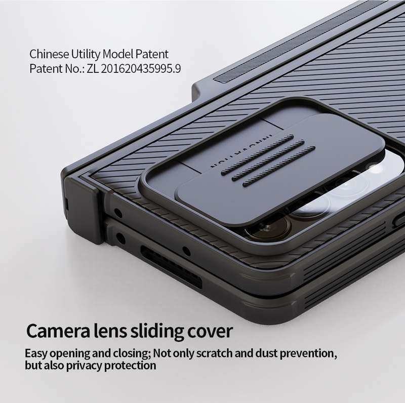 For Samsung Galaxy Z Fold4 5G NILLKIN Black Mirror Pro Series Camshield PC Phone Case with Pen Slot,