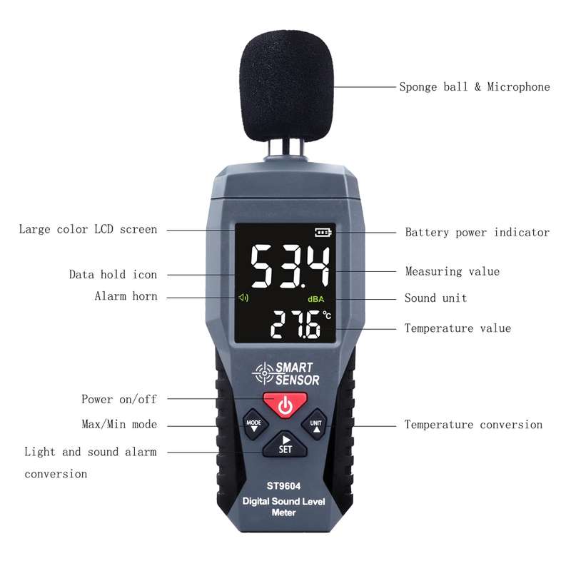 SmartSensor dB Decibel Detector Audio Tester, Model:ST9604