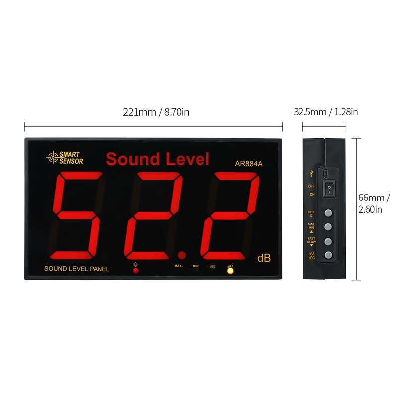 SmartSensor AR884A Smart Wall Mounted Sound Level Meter, EU/US Plug