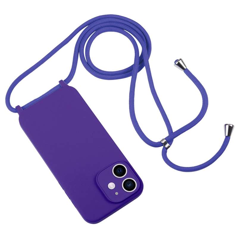 For iPhone 13 Pro Crossbody Lanyard Liquid Silicone Case(Pine Needle Green)