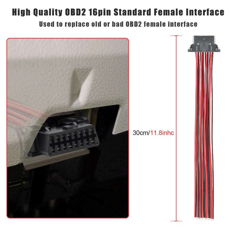 30cm 16Pin Fixed Terminal Extension Cable Female Plug for KIA