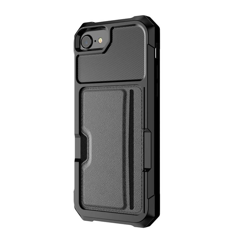 For iPhone SE 2022 / SE 2020 / 8 / 7 ZM02 Card Slot Holder Phone Case(Black)