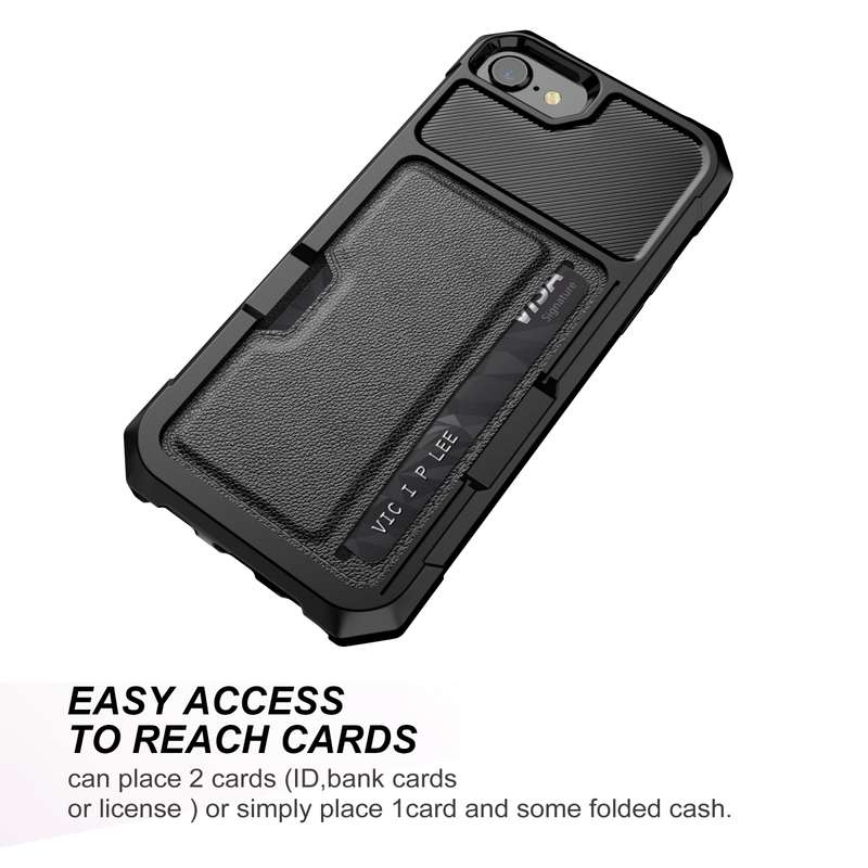 For iPhone SE 2022 / SE 2020 / 8 / 7 ZM02 Card Slot Holder Phone Case(Black)