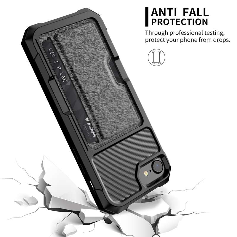 For iPhone SE 2022 / SE 2020 / 8 / 7 ZM02 Card Slot Holder Phone Case(Black)