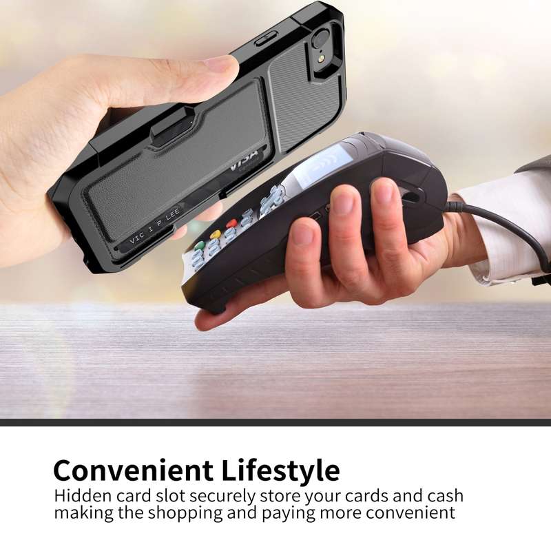 For iPhone SE 2022 / SE 2020 / 8 / 7 ZM02 Card Slot Holder Phone Case(Black)