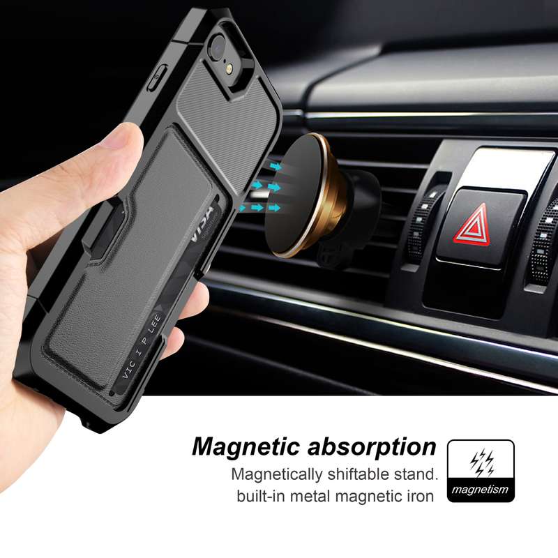 For iPhone SE 2022 / SE 2020 / 8 / 7 ZM02 Card Slot Holder Phone Case(Black)