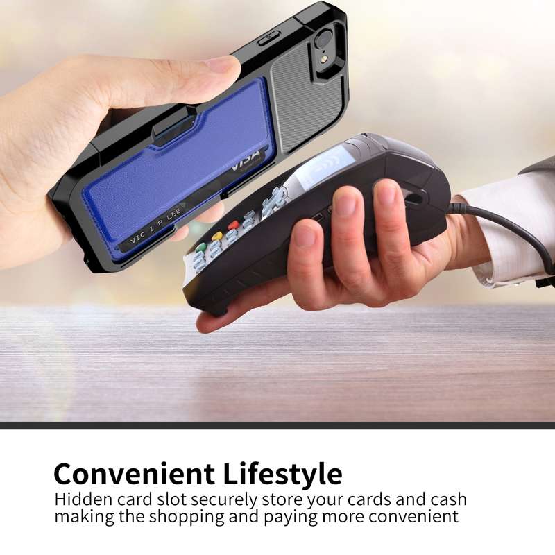 For iPhone SE 2022 / SE 2020 / 8 / 7 ZM02 Card Slot Holder Phone Case(Black)