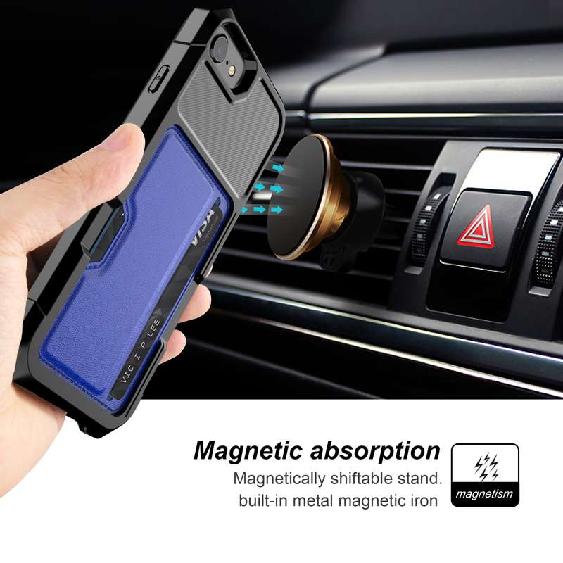 For iPhone SE 2022 / SE 2020 / 8 / 7 ZM02 Card Slot Holder Phone Case(Black)