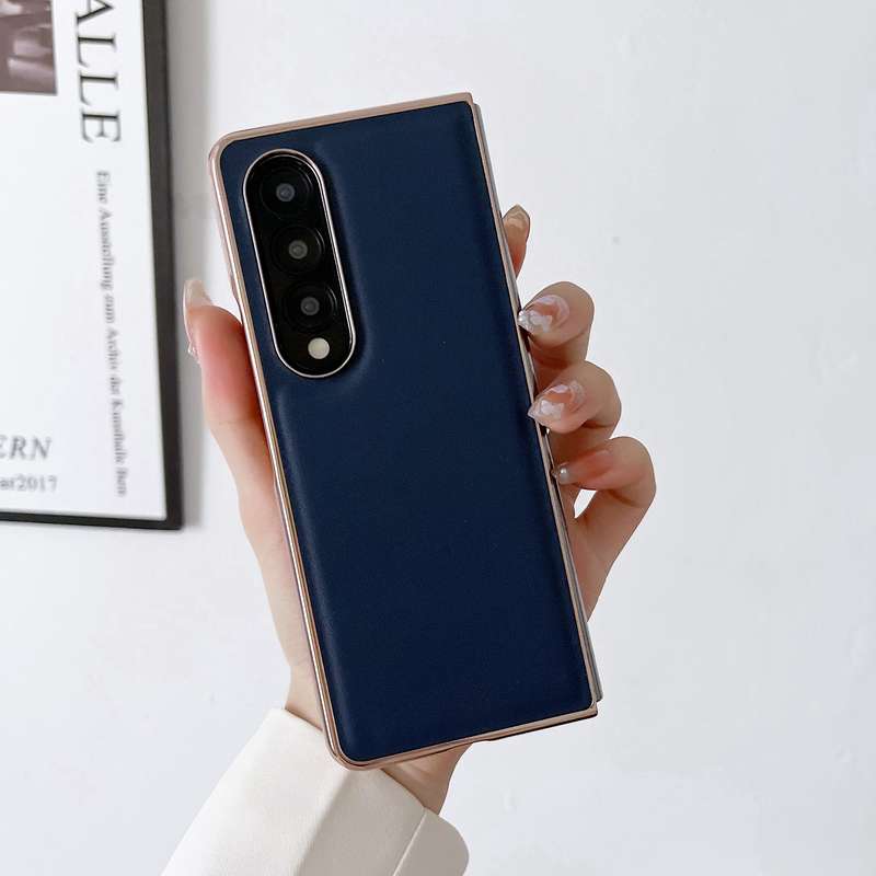 For Samsung Galaxy Z Fold3 5G Genuine Leather Xiaoya Series Nano Plating Phone Case(Coffee)