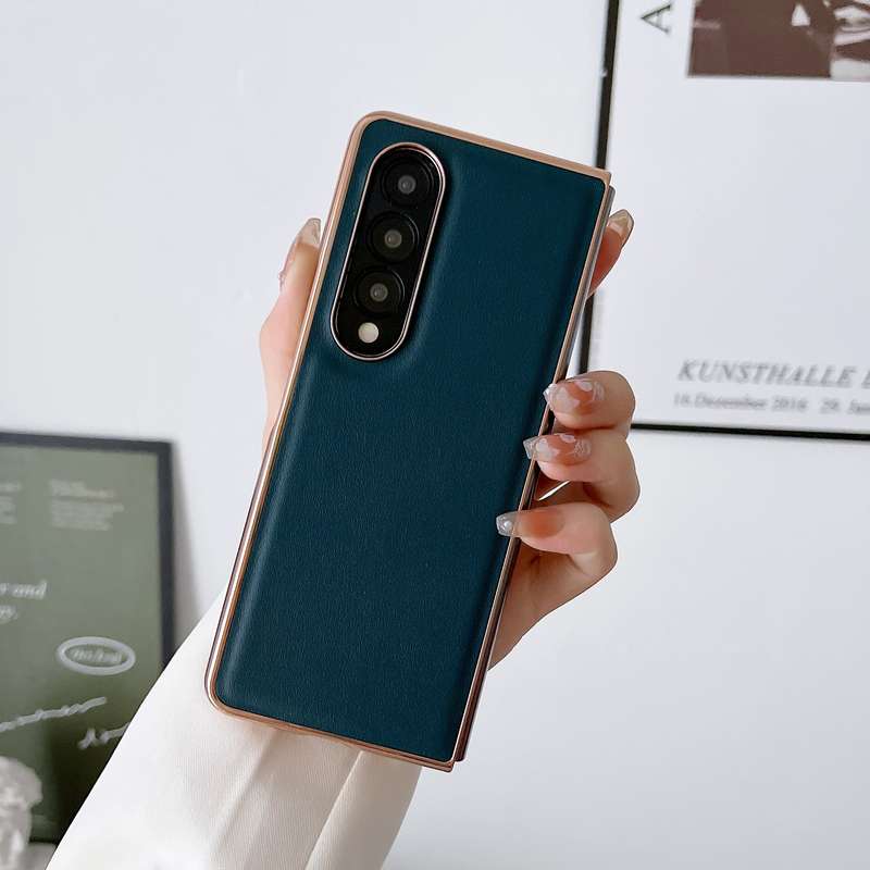 For Samsung Galaxy Z Fold3 5G Genuine Leather Xiaoya Series Nano Plating Phone Case(Coffee)