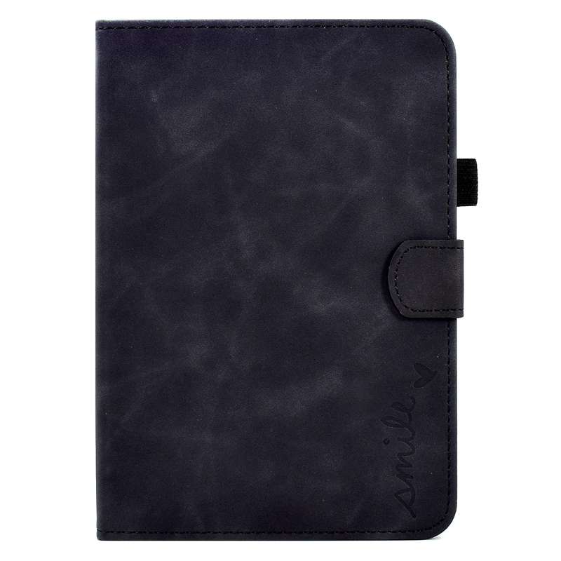 For iPad mini 6 Embossed Smile Flip Tablet Leather Smart Case(Black)