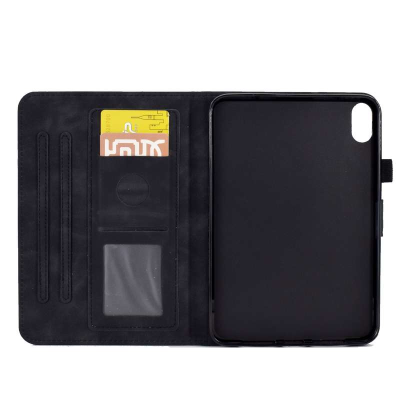 For iPad mini 6 Embossed Smile Flip Tablet Leather Smart Case(Black)