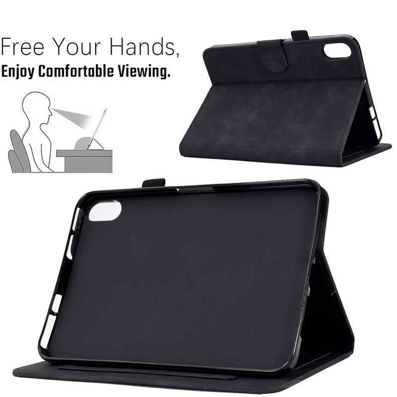 For iPad mini 6 Embossed Smile Flip Tablet Leather Smart Case(Black)